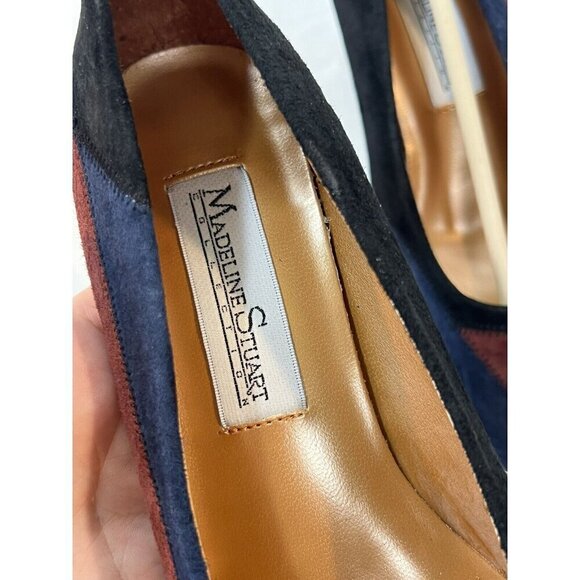 Madeline Stuart Janice pump suede patchwork multicolor black size 7 new - Picture 15 of 16